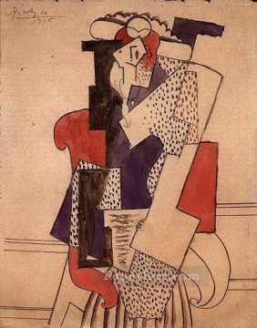  chapeau Painting - Femme au chapeau dans un fauteuil 1915 Cubism